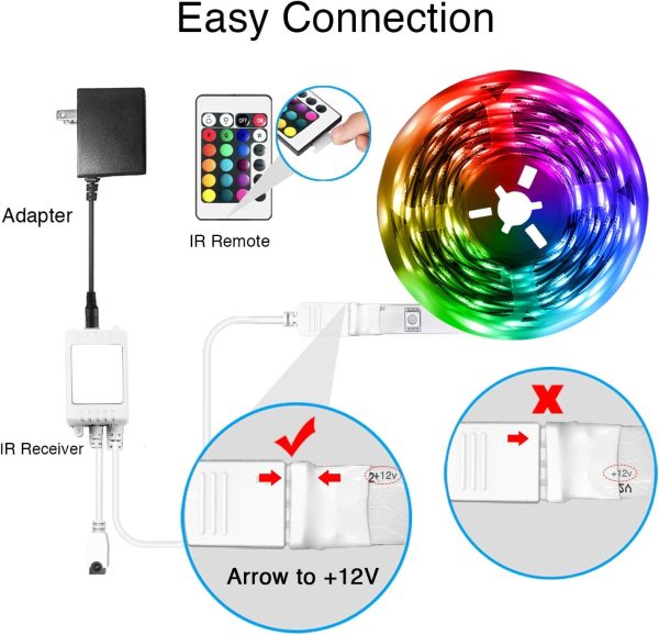 DAYBETTER Led Strip Lights Smart with App Control Remote, 5050 RGB for Bedroom, Music Sync Color Changing for Room Party 50ft - Image 3