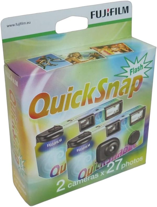 Fujifilm Quicksnap 400 Disposable Camera with Built-in Flash 54 exposures, Contains 2 x Cameras of 27 exposures Each