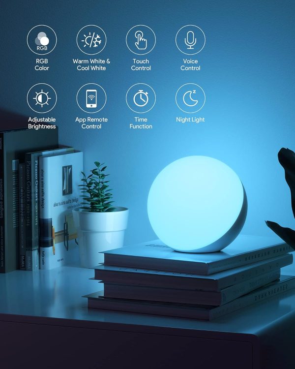 Hifree Smart Table Lamp, Dimmable Desk Lamp with App/Voice Control, LED RGB Color Changing Touch Lamp, Night Light for Bedroom Compatible with Alexa - Image 7