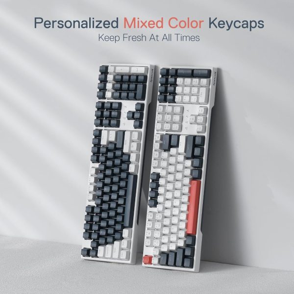 Redragon K668 RGB Gaming Keyboard, 104 Keys + Extra 4 Hotkeys Wired Mechanical Keyboard w/Sound Absorbing Foams, Upgraded Hot-swappable Socket, Mixed Color Keycaps x 2 Sets, Red Switch - Image 6