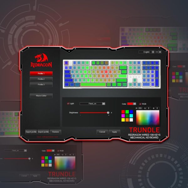 Redragon K668 RGB Gaming Keyboard, 104 Keys + Extra 4 Hotkeys Wired Mechanical Keyboard w/Sound Absorbing Foams, Upgraded Hot-swappable Socket, Mixed Color Keycaps x 2 Sets, Red Switch - Image 7