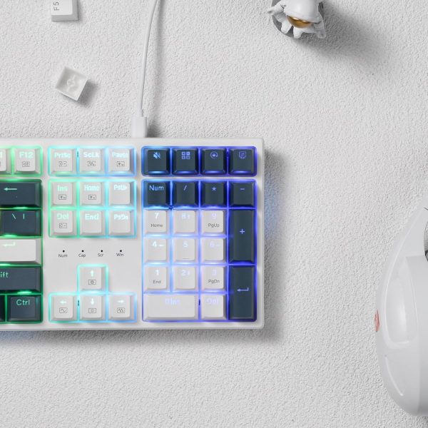 Redragon K668 RGB Gaming Keyboard, 104 Keys + Extra 4 Hotkeys Wired Mechanical Keyboard w/Sound Absorbing Foams, Upgraded Hot-swappable Socket, Mixed Color Keycaps x 2 Sets, Red Switch - Image 8