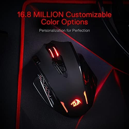 Redragon M913 Impact Elite Wireless Gaming Mouse, 16000 DPI Wired/Wireless RGB Gamer Mouse with 16 Programmable Buttons, 45 Hr Battery and Pro Optical Sensor, 12 Side Buttons MMO Mous - Image 6