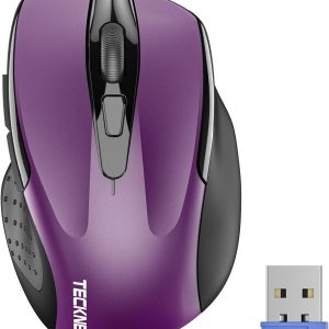 TECKNET Wireless Mouse, 2.4G USB Computer Mouse with 6-Level Adjustable 4800 DPI, 30 Months Battery, Ergonomic Grips, 6 Buttons Portable for PC, Chromebook, Mac - Grey
